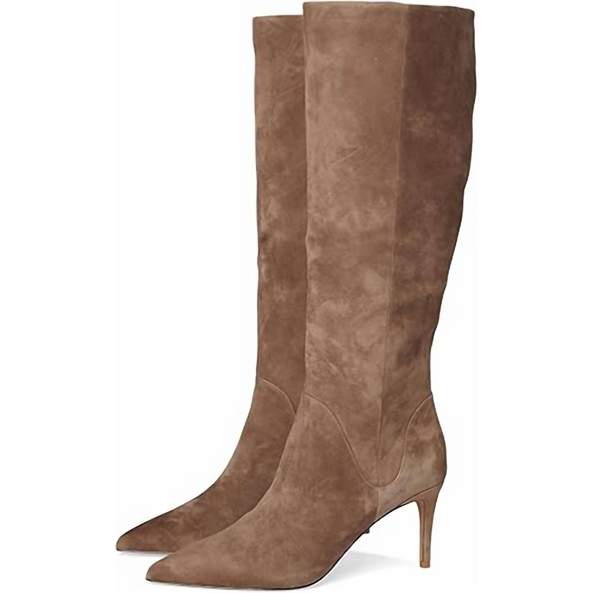 New Pelle Moda Women's Lidya Heeled Tall Boots In Taupe Suede